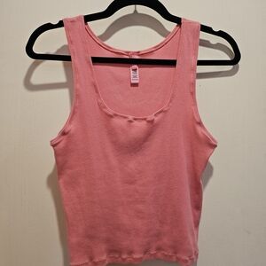 SKIMS Pink Ribbed Tank Top